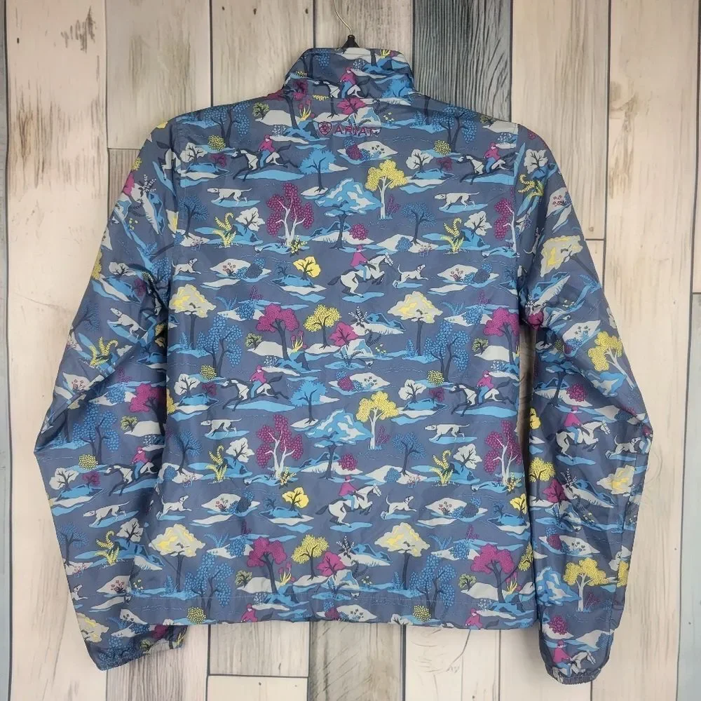 Ariat Girls' Laurel Hunt Insulated Jacket Equastrian Horse Print Blue Size L 12